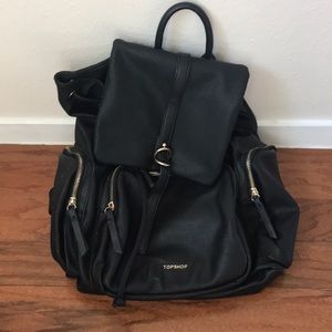 TopShop black faux leather backpack